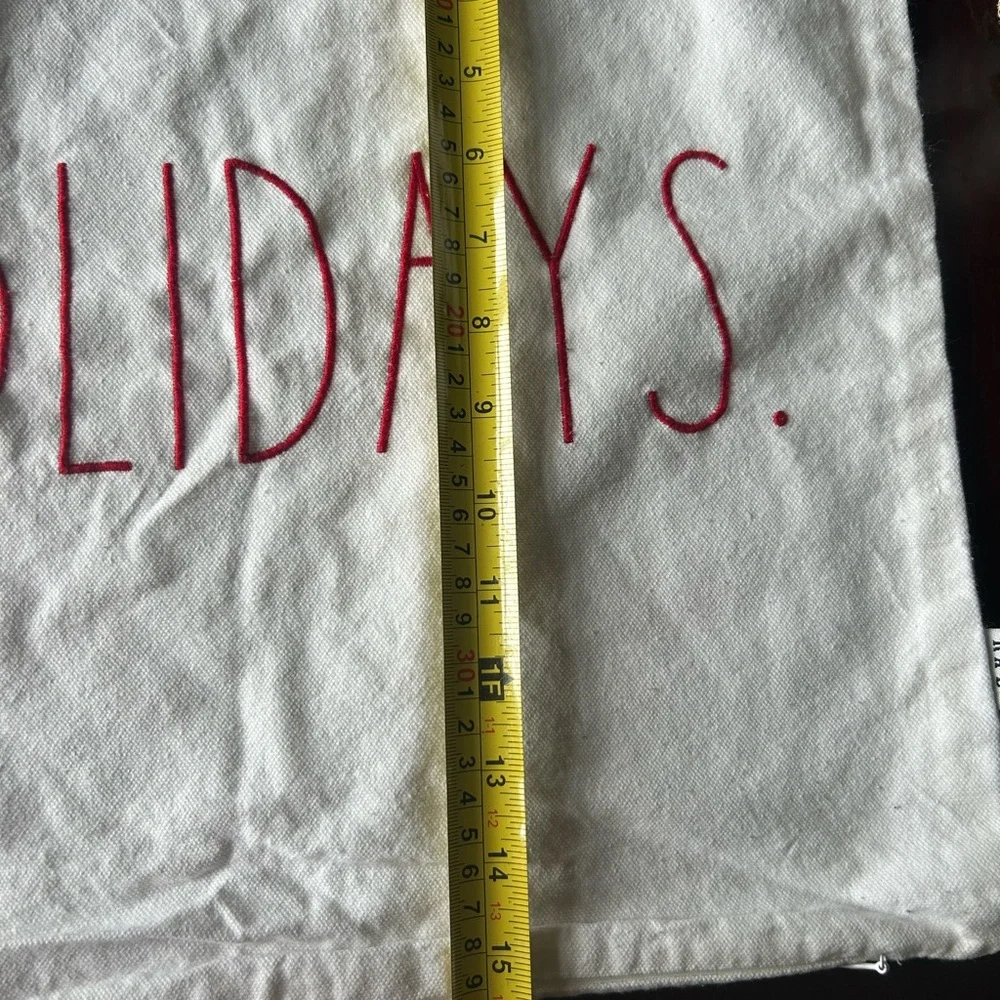 Rae Dunn Christmas pillow covers with red —Happy Holidays.